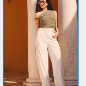 Elegant Cream Cargo women Pants